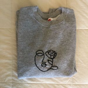 Hand Embroidered Gray Sweatshirt